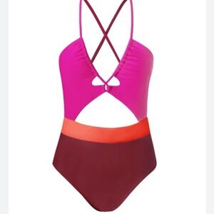 Cupshe swimwear Colorblock One Piece Swimsuit NeW XL lined swim vacation sexy